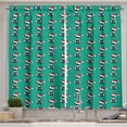 thumbnail image 1 of Ambesonne Green Xmas Kitchen Curtains, Cats Wearing Santa Hats, 55"x45", Sea Green Pale Taupe Red, 1 of 3