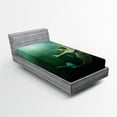 thumbnail image 1 of Ambesonne Green and Blue Fitted Sheet, Mermaid Undersea, Twin XL Size, Jade Green Teal Ivory, 1 of 2