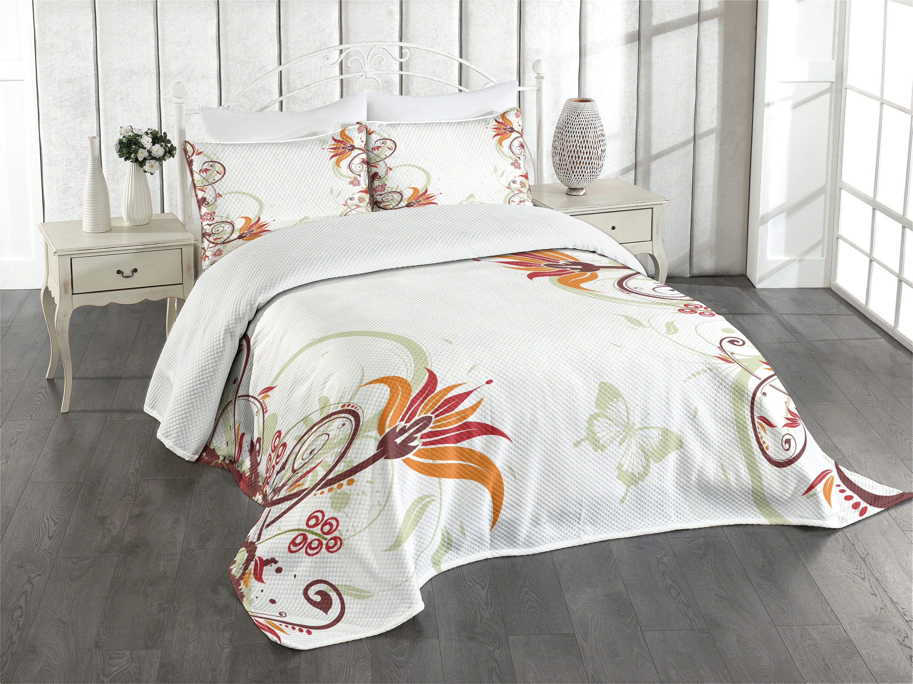 Brown Quilted Queen Bedspread Set with Pillow Shams