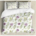 thumbnail image 1 of Ambesonne Green and Purple Duvet Cover Set, Pastel Floral Leaf, 2-Calking, Mauve Khaki White, 1 of 6