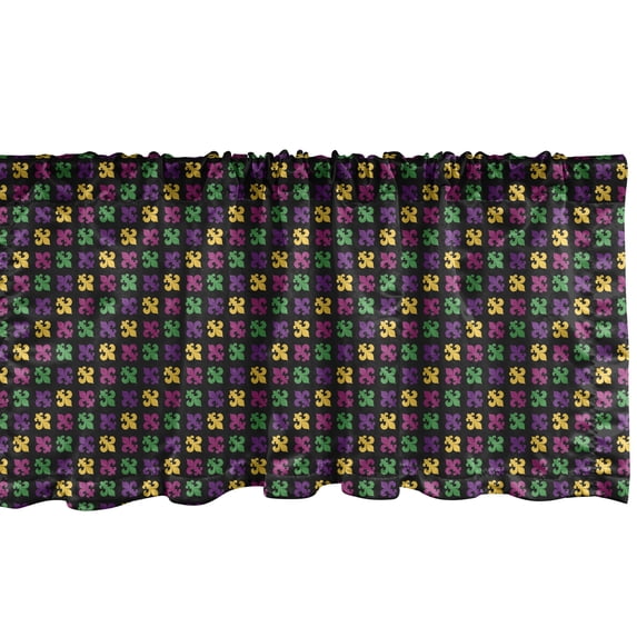 Ambesonne Green and Purple Valance Pack of 2, Fleur de Lis Motif, 54"X12", Charcoal Grey Multicolor