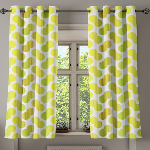 Ambesonne Green and White Grommet Curtain, Watercolor Dots, 50" x 54", Pale Green and White