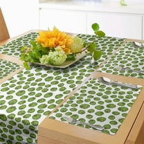 Ambesonne Green and White Table Runner & Placemats, Artichoke Pattern, Placemat 4 pcs Runner 12"x72", White and Green
