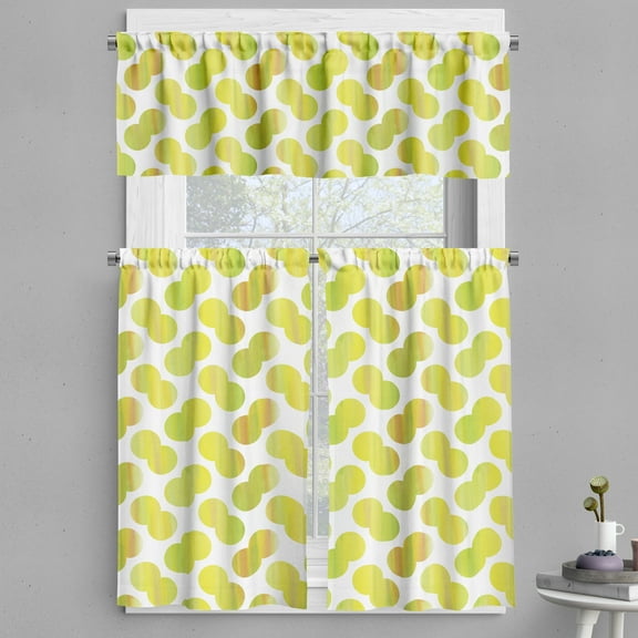 Ambesonne Green and White Valance & Curtain, Watercolor Dots, 55"x45", Pale Green and White