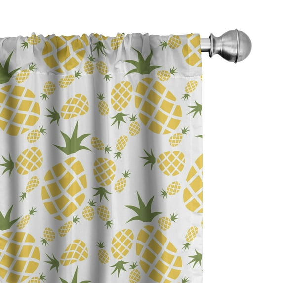 Ambesonne Green and Yellow Window Curtains, Exotic Fruits Art, Each 28" W x 95" L, Fern Green and Yellow