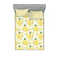 thumbnail image 1 of Ambesonne Green and Yellow Fitted Sheet & Pillow Sham Set, Organic Fruits, Queen, Fern Green and Yellow, 1 of 2