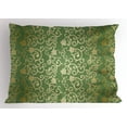 thumbnail image 1 of Ambesonne Green and Yellow Pillow Sham, Floral Curls, 26" X 20", Green Yellow, 1 of 2