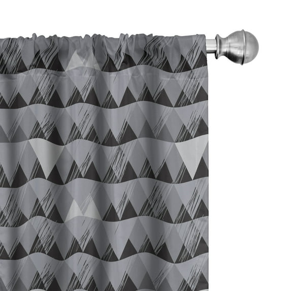 Ambesonne Grey Window Curtains, Grungy Sketched Art Rhombuses, Each 28" W x 84" L, Black and Pale Taupe