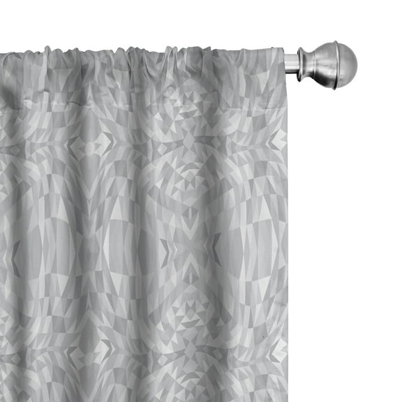 Ambesonne Grey Abstract Window Curtains, Polygonal Grayscale, Each 28" W x 84" L, Taupe Grey