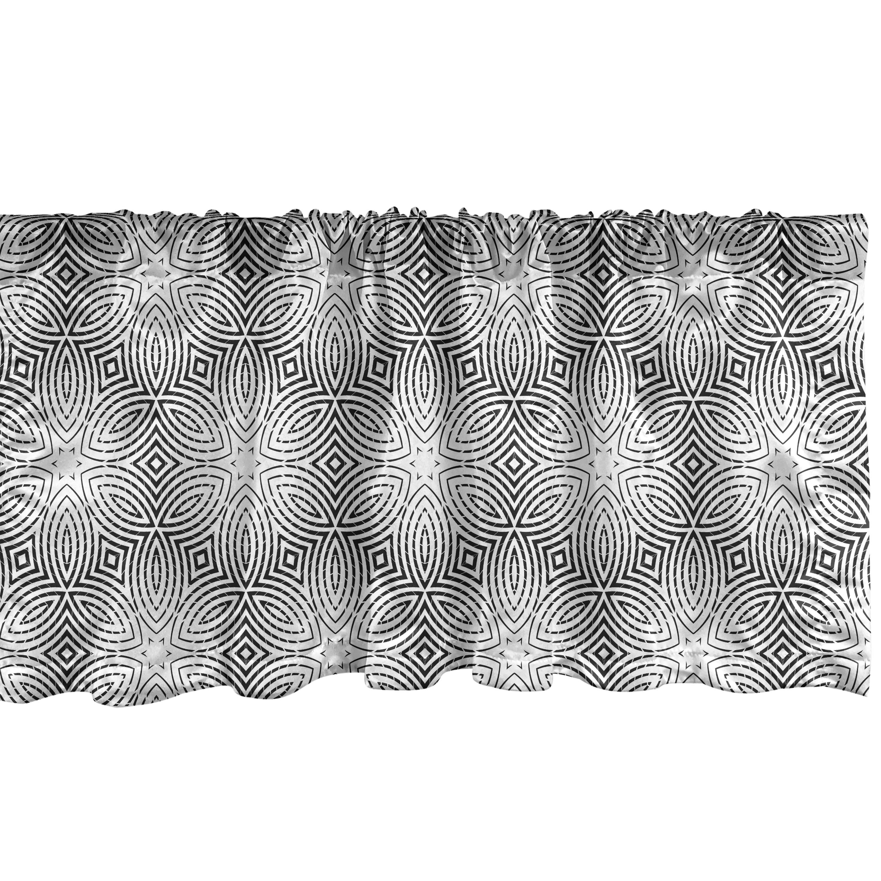 Charcoal Grey and White Satin Polyester Rod Pocket Valance Set