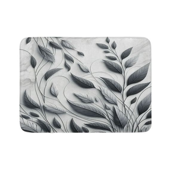 Ambesonne Grey Bath Mat, Autumnal Leaves Melancholic, 30.2" x 20", Purpleblue Coconut