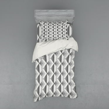 Ambesonne Grey Bedding Set 3 Pcs, Retro Minimalist Pattern, Twin, Charcoal Grey
