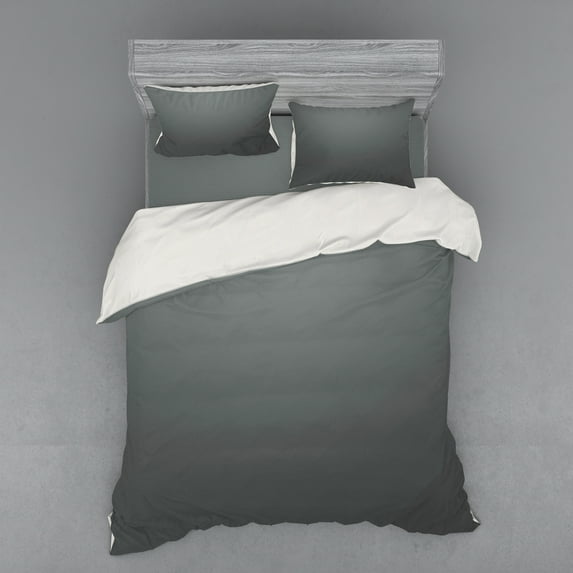 Ambesonne Grey Bedding Set 4 Pcs, Plain Colored Dark Abstract, Queen, Sage Green Grey Teal