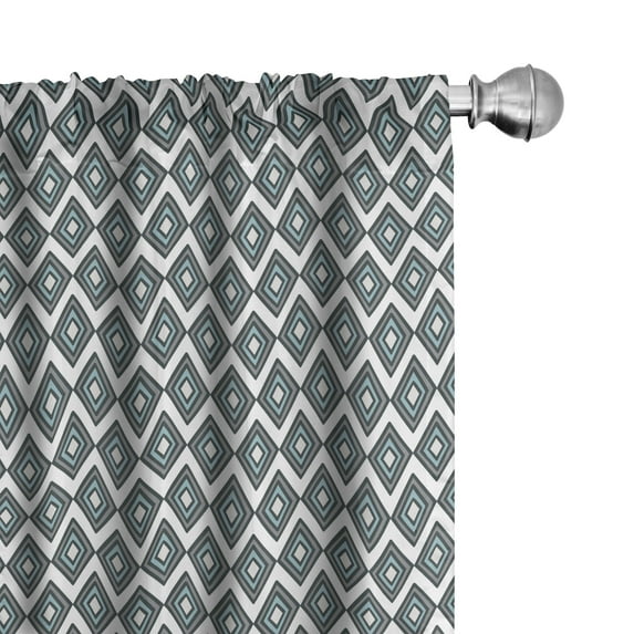 Ambesonne Grey Blue Window Curtains, Bullseye Rhombuses, Each 28" W x 95" L, Pale Blue and Grey