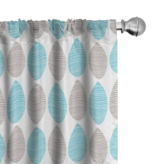 Ambesonne Grey Blue Curtains, Foliage Arrangement, Pair of 28"x95", Aqua and Warm Taupe