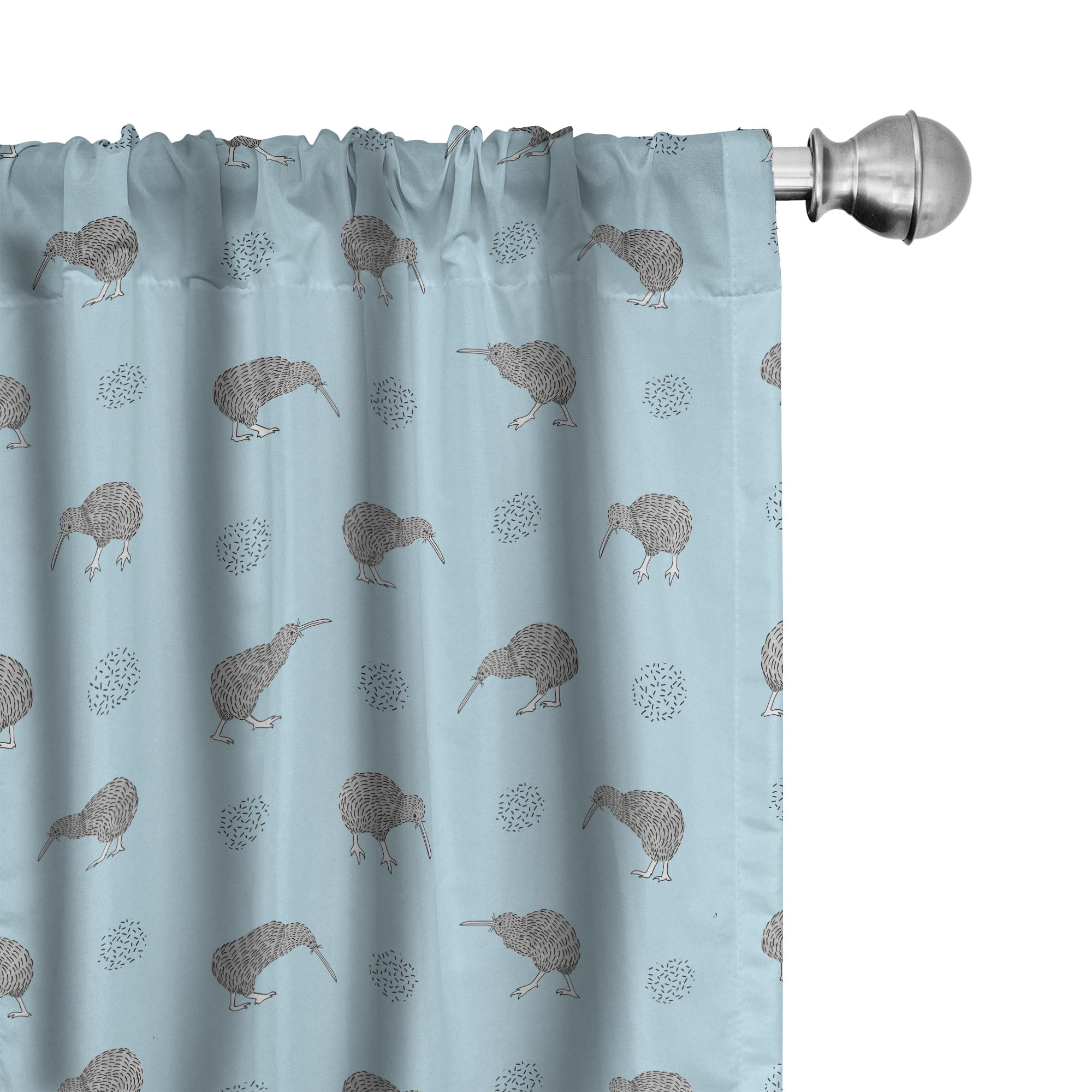 Ambesonne Grey Blue Curtains, Indigenous Exotic Animals, Pair of 28"x84 ...