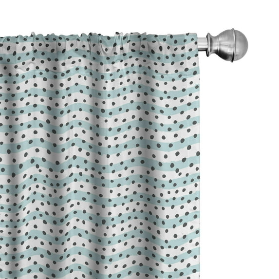 Ambesonne Grey Blue Curtains, Pastel Stripes Dots, Pair of 28"x63", Charcoal Grey Pale Blue