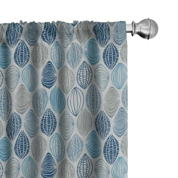 Ambesonne Grey Blue Curtains, Round Shapes Design, Pair of 28"x95", Pale Blue Navy Blue and Grey