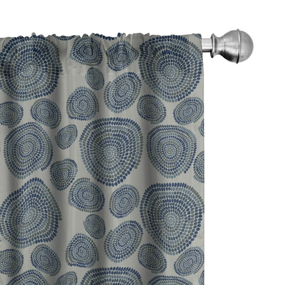 Ambesonne Grey Blue Curtains, Spiral Dots, Pair of 28"x63", Multicolor