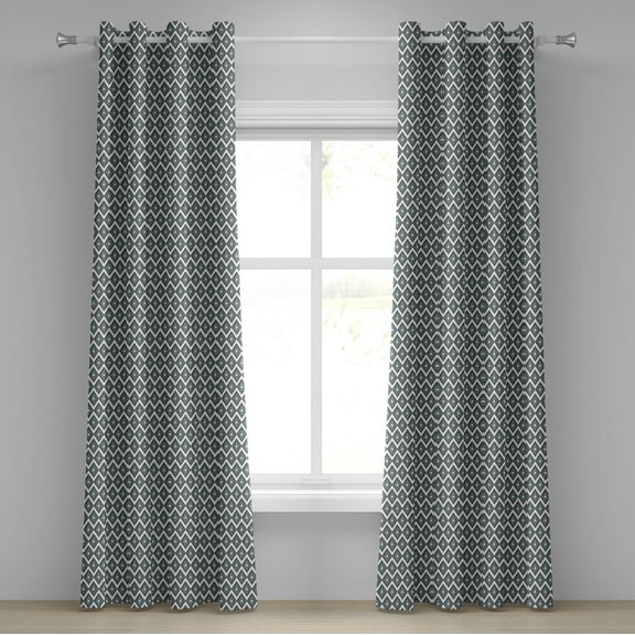 Ambesonne Grey Blue Grommet Curtain, Bullseye Rhombuses, 50" x 108", Pale Blue and Grey