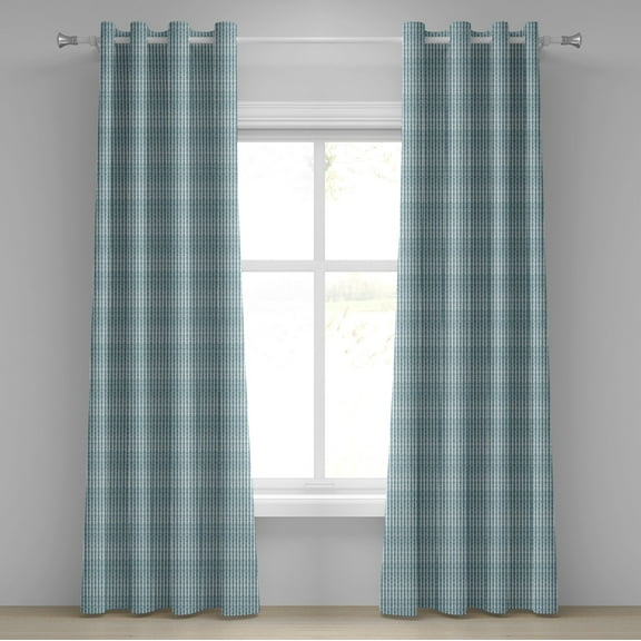 Ambesonne Grey Blue Grommet Curtain, Doodle Stripe Pattern, 50" x 120", Bluegrey White