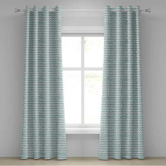 Ambesonne Grey Blue Grommet Curtain, Pastel Stripes Dots, 50" x 120", Charcoal Grey Pale Blue