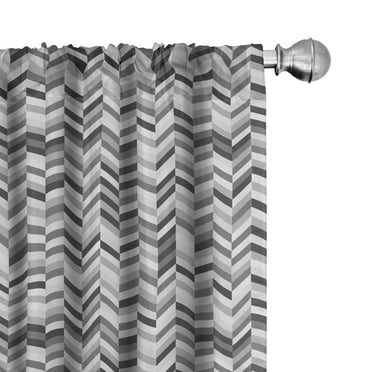 Ambesonne Grey Chevron 4-Panel Curtains, Fractal Waves, 56"x63", Dark Grey Pearl