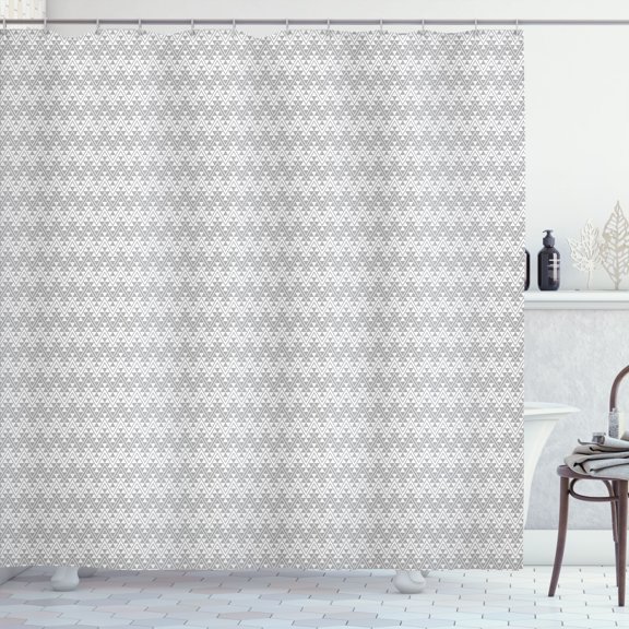 Ambesonne Grey Chevron Shower Curtain, Folk Zigzag Triangle, 69"Wx75"L, Pale Grey and White