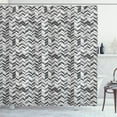 thumbnail image 1 of Ambesonne Grey Chevron Shower Curtain, Fractal Waves, 69"Wx84"L, Dark Grey Pearl, 1 of 5