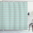 thumbnail image 1 of Ambesonne Grey Chevron Shower Curtain, Herringbone Art Deco, 69"Wx84"L, Sea Green and Grey, 1 of 5