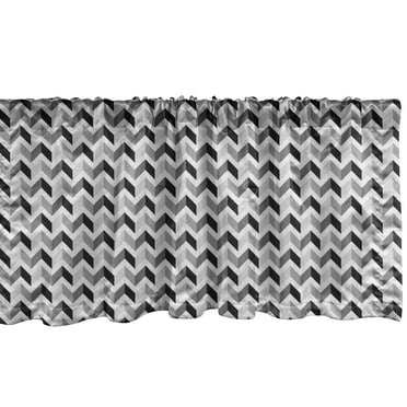 Ambesonne Grey Chevron Window Valance, Triangles Dimensional, 54" X 18", Pearl Charcoal Grey