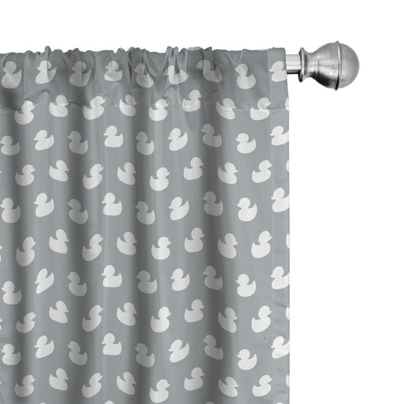 Ambesonne Grey Curtains, Duck Pattern Simple Modern, Pair of 28"x63", Pale Purpleblue White