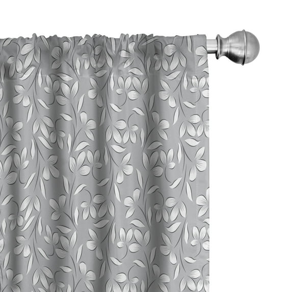 Ambesonne Grey Curtains, Paisley Antique Vintage, Pair of 28"x63", White Grey