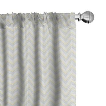 Ambesonne Grey Curtains, Vintage Chevron, Pair of 28"x95", Yellow Grey