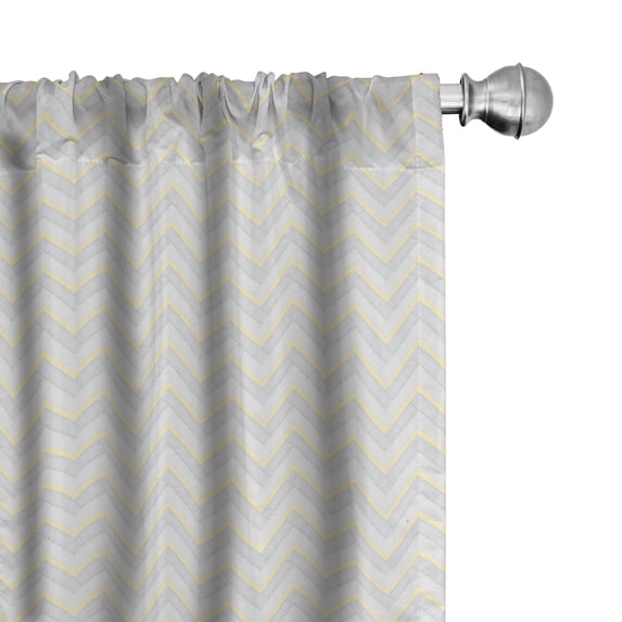 Ambesonne Grey Curtains, Vintage Chevron, Pair of 28"x95", Yellow Grey