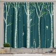thumbnail image 1 of Ambesonne Grey Design Kitchen Curtains, Birch Trees Birds Art, 55"x24", Dark Teal Petrol Blue, 1 of 3
