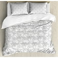 thumbnail image 1 of Ambesonne Grey Duvet Cover Set, Swirled Blossom Leaves, 2-Calking, Cloud White, 1 of 7
