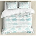thumbnail image 1 of Ambesonne Grey Duvet Cover Sets, Nocturnal Pattern, 2-King, White Pearl Pale Blue, 1 of 7