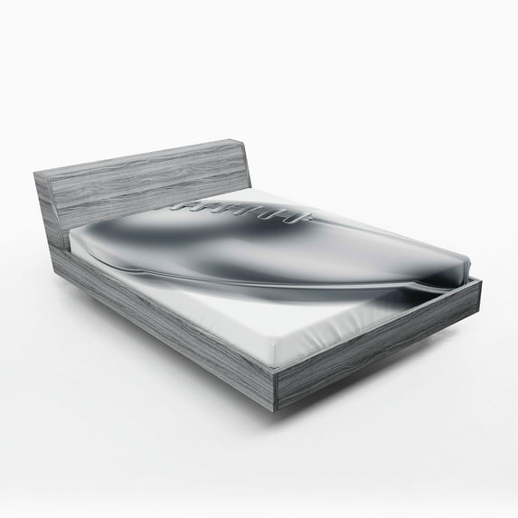 Ambesonne Grey Fitted Sheet 2 Pcs Set, American Football Motif, King, Grey Pale Grey White
