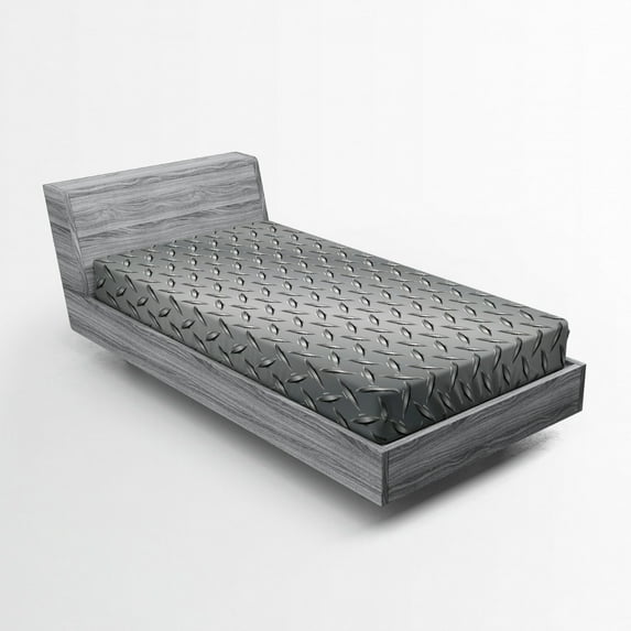 Ambesonne Grey Fitted Sheet, Diamond Plate Effects, Twin Size, Grey