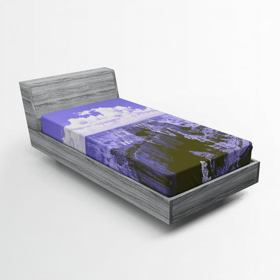 Ambesonne Grey Fitted Sheet, Nostalgic Grand Canyon, Twin XL Size, Grey