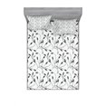 thumbnail image 1 of Ambesonne Grey Fitted Sheet & Pillow Sham Set, Autumn Leaves and Branches, Full, Grey White, 1 of 2