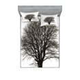 thumbnail image 1 of Ambesonne Grey Fitted Sheet & Pillow Sham Set, Fall Tree Monochrome Art, Full, Beige Black, 1 of 2