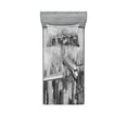 thumbnail image 1 of Ambesonne Grey Fitted Sheet & Pillow Sham Set, Flying Plane on New York, Twinxl, Black and White, 1 of 2