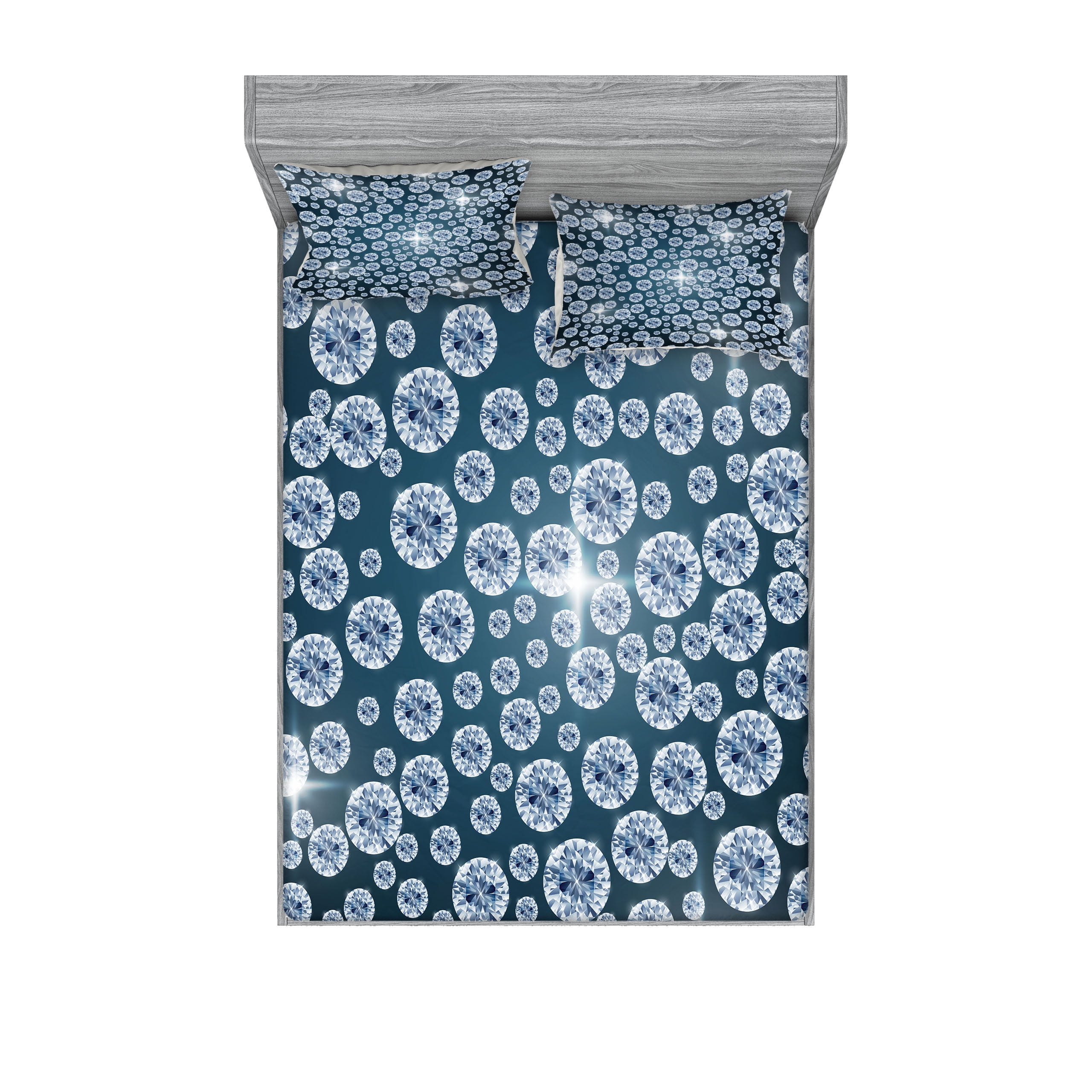 Gray Microfiber Geometric Print Queen Sheet Set