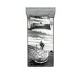 thumbnail image 1 of Ambesonne Grey Fitted Sheet & Pillow Sham Set, Wooden Boat on Beach Dusk, Twin, Grey, 1 of 2