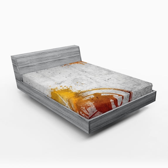 Ambesonne Grey Fitted Sheet, Street Sport Passion, Queen Size, Charcoal Orange