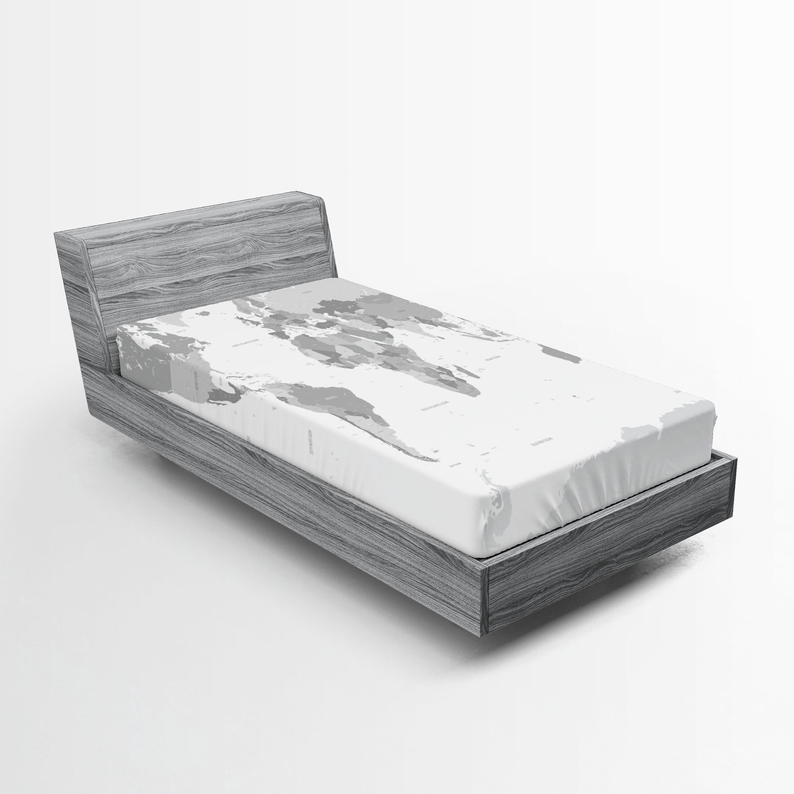 Ambesonne Grey Fitted Sheet, World Map Continents Earth, Twin Size ...