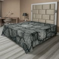 thumbnail image 1 of Ambesonne Grey Flat Sheet, Stone Wall Rough Rusty Print, California King, Grey Charcoal Grey, 1 of 1
