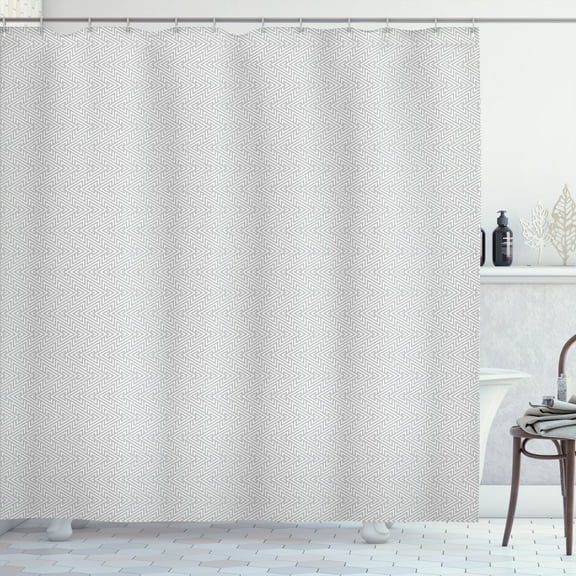Ambesonne Grey Geometric Shower Curtain, Chevron Shapes Retro, 69"Wx75"L, Pale Grey and White